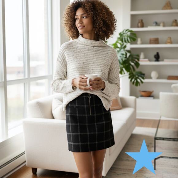 Madewell Donegal Belmont Cream Beige Speckle Mockneck Sweater XXS 00 0 2 - Picture 4 of 11